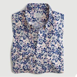 J. CREW Men's EUC Organic Cotton Slim Stretch Long Sleeve Hawaiian Shirt | Small